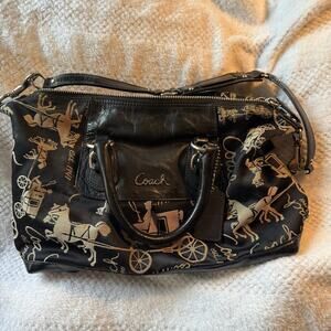 Vintage Coach carriage print Ashley Satchel shoulder bag